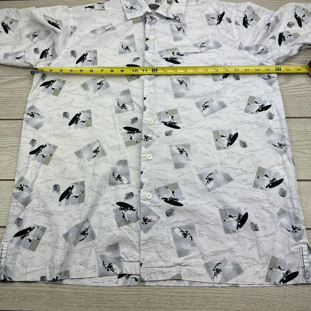 Southpole Surfer Print Cotton‎ Short Sleeve Button Down Shirt White/Blue/Tan M - Picture 6 of 6